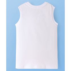 Pine Kids Cotton Knit Sleeveless Tank T-Shirts with Skilled Text Print Pack Of 3 - White Navy Blue & Orange