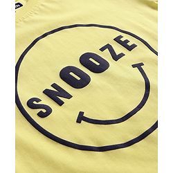 Pine Kids Single Jersey Knit Half Sleeves Night Suit With Text Print - Lemon Yellow & Navy Blue