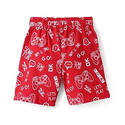 Pine Kids Single Jersey Knit Half Sleeves Short Night Suit  With Gaming Controller Print - Navy Blue & Red