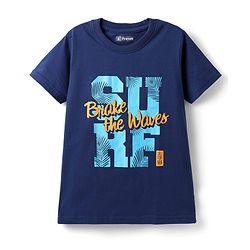Pine Kids Cotton Knit Half Sleeves T-Shirts With Surf Theme Text Print Pack of 3 - Navy Blue Green & Red