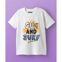 Pine Kids Cotton Knit Half Sleeves T-Shirts With Surf Theme Print Pack of 3 - Blue & White