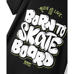 Pine Kids Cotton Knit Half Sleeves T-Shirts with Text Print Pack of 3 - Blue Black & Light Blue
