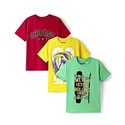 Pine Kids Cotton Knit Half Sleeves T-Shirts with Text Print Pack of 3 - Red Yellow & Light Green