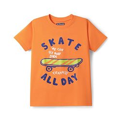 Pine Kids Cotton Knit Half Sleeves Printed T-Shirts Pack of 3 - Green Orange & Navy Blue