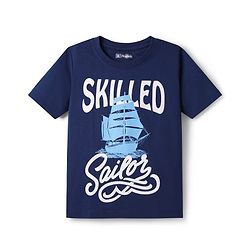 Pine Kids Cotton Knit Half Sleeves Printed T-Shirts Pack of 3 - Green Orange & Navy Blue