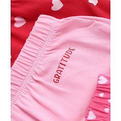 Pine Kids Cotton Lycra Knit Bloomers with Heart Print Pack of 3 - Dark Pink & Red