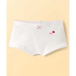 Pine Kids Cotton Lycra Knit Panties with Heart Print & Bow Applique Pack of 3 (Colour May Vary )