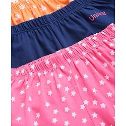 Pine Kids Cotton Lycra Bloomers with Stars & Floral Print - Pack Of 3 (Color May Vary)