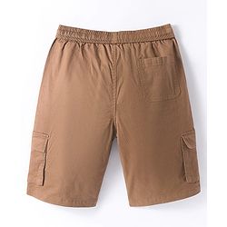 Pine Kids Cotton Woven Knee Length Solid Color Shorts - Tan