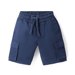 Pine Kids Cotton Woven Knee Length Solid Color Shorts - Navy Blue