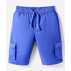 Pine Kids Cotton Woven Knee Length Solid Color Shorts - Royal Blue