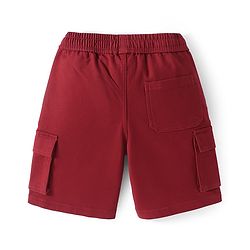 Pine Kids Cotton Woven Knee Length Solid Color Cargo Shorts - Dark Red