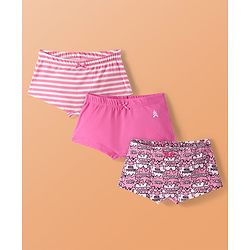 Pine Kids Cotton Lycra Knit Panties with Text Print & Bow Applique Pack of 3 (Colour May Vary )