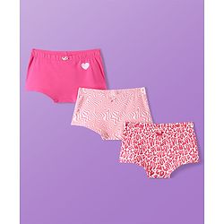 Pine Kids Cotton Knit Hipster Panties with Text Print Pack of 3 (Colour May Vary)