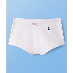 Pine Kids Cotton Lycra Knit Panties with Bow Applique & Brand Logo Print Pack of 3 - White & Pink