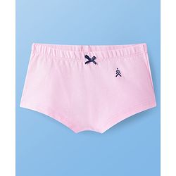 Pine Kids Cotton Lycra Knit Panties with Bow Applique & Brand Logo Print Pack of 3 - White & Pink
