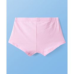 Pine Kids Cotton Lycra Knit Panties with Bow Applique & Brand Logo Print Pack of 3 - White & Pink