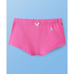 Pine Kids Cotton Lycra Knit Panties with Bow Applique & Brand Logo Print Pack of 3 - White & Pink