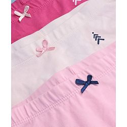 Pine Kids Cotton Lycra Knit Panties with Bow Applique & Brand Logo Print Pack of 3 - White & Pink