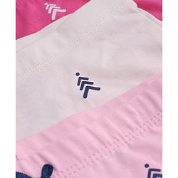 Pine Kids Cotton Lycra Knit Panties with Bow Applique & Brand Logo Print Pack of 3 - White & Pink