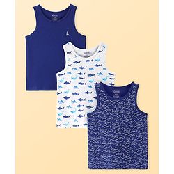 Pine Kids Cotton Knit Sleeveless Fish Printed Vests Pack of 3 (Colour & Print May Vary)