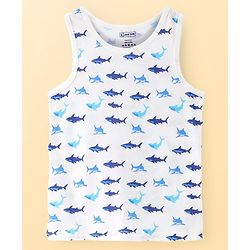 Pine Kids Cotton Knit Sleeveless Fish Printed Vests Pack of 3 (Colour & Print May Vary)