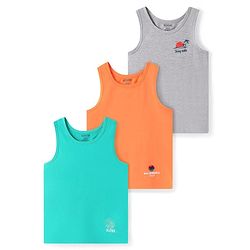 Pine Kids Cotton Knit Sleeveless Vests  with Beach Theme Print Pack of 3 (Colour May Vary)