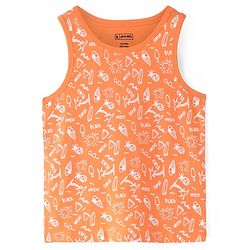 Pine Kids Cotton Lycra Knit Sleeveless Vests with Beach Theme & Tropical Print Pack of 3 (Color May Vary)