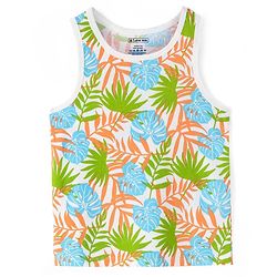 Pine Kids Cotton Lycra Knit Sleeveless Vests with Beach Theme & Tropical Print Pack of 3 (Color May Vary)