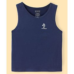 Pine Kids Cotton Lycra Knit Sleeveless Vests with Floral & Polka Dot Prints Pack of 3 - Navy Blue & Beige