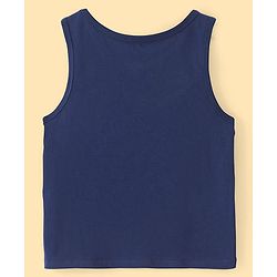 Pine Kids Cotton Lycra Knit Sleeveless Vests with Floral & Polka Dot Prints Pack of 3 - Navy Blue & Beige