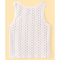 Pine Kids Cotton Lycra Knit Sleeveless Vests with Floral & Polka Dot Prints Pack of 3 - Navy Blue & Beige