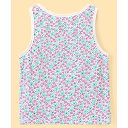 Pine Kids Cotton Lycra Knit Sleeveless Vests with Floral & Polka Dot Prints Pack of 3 - Navy Blue & Beige
