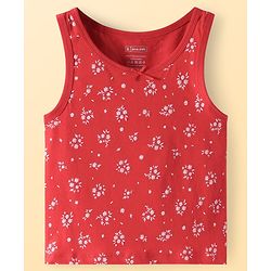 Pine Kids Cotton Knit Sleeveless Floral Print Vests Pack of 3 (Colour & Print May Vary)