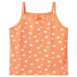 Pine Kids Cotton Lycra Knit Sleeveless Slips With Floral & Star Print Pack of 3 - Orange Pink & Navy Blue