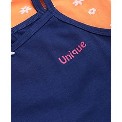 Pine Kids Cotton Lycra Knit Sleeveless Slips With Floral & Star Print Pack of 3 - Orange Pink & Navy Blue