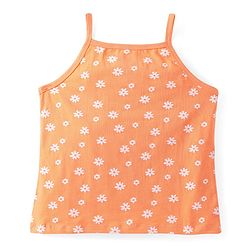 Pine Kids Cotton Lycra Knit Sleeveless Slips With Floral & Star Print Pack of 3 - Orange Pink & Navy Blue