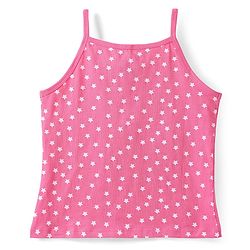 Pine Kids Cotton Lycra Knit Sleeveless Slips With Floral & Star Print Pack of 3 - Orange Pink & Navy Blue
