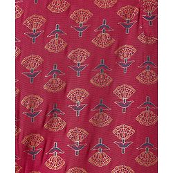 Pine Kids Woven Full Sleeves Kurta & Pajama Set Floral Foil Print - Dark Pink