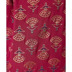 Pine Kids Woven Full Sleeves Kurta & Pajama Set Floral Foil Print - Dark Pink