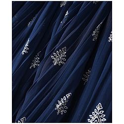 Pine Kids Woven Half Sleeves Choli Lahenga & Dupatta Set with Floral  Embroidery & Foil Print- Navy