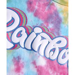 Pine Kids Cotton Knit Half Sleeves Drop Shoulder Top with Rainbow Print - Pink Blue & Yellow