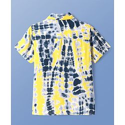 Pine Kids Viscose Woven Half Sleeves Tie & Dye Print Shirt with Sleeveless Inner T-Shirt - Yellow & White