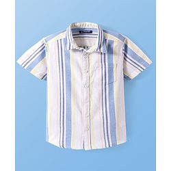 Pine Kids Viscose Woven Half Sleeves  Shirt with Stripes - White