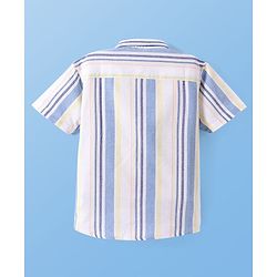Pine Kids Viscose Woven Half Sleeves  Shirt with Stripes - White