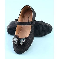 Pine Kids Ballerina with Velcro Closure & Butterfly Applique - Black