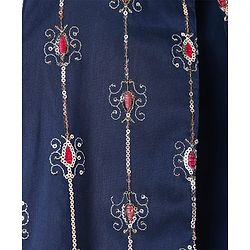 Pine Kids Woven Full Sleeves Sequin Embroidered Kurta Pyjama Set with Jacket - Navy Blue