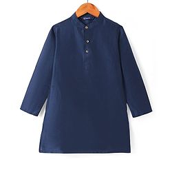 Pine Kids Woven Full Sleeves Sequin Embroidered Kurta Pyjama Set with Jacket - Navy Blue