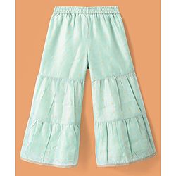 Pine Kids Woven Half Sleeveless Embroidered Kurti & Gharara Set with Dupatta - Aqua Blue