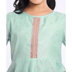 Pine Kids Woven Half Sleeveless Embroidered Kurti & Gharara Set with Dupatta - Aqua Blue
